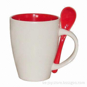 Stoneware Mug with Spoon, Customized OEM Designs are Accepted